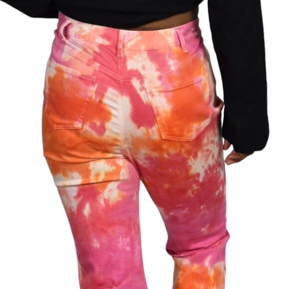 Trina Turk Tour Guide Jeans Pink Orange Tie Dye High Waist Straight Pant Size 2 - Picture 5 of 16